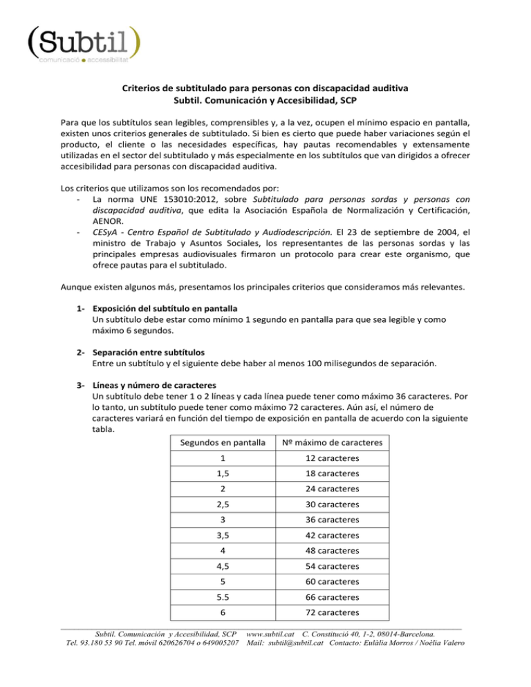Criterios De Subtitulado