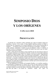 simposio dios y los orígenes - Universidad Autónoma de Madrid