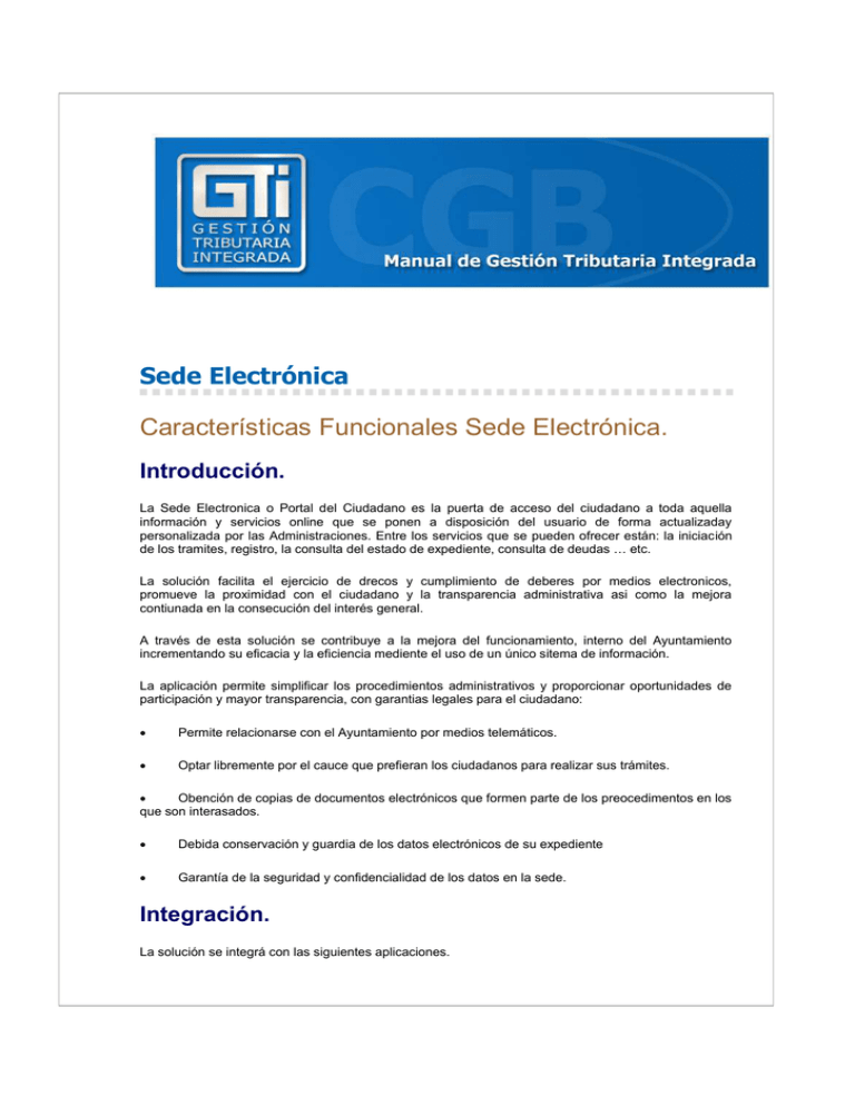 Características Funcionales Sede Electrónica.