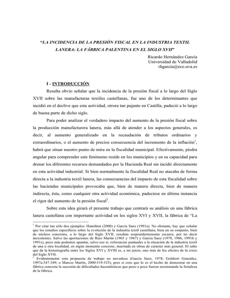 La Incidencia De La Presión Fiscal En La Industria Textil Lanera