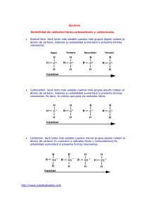 Química Estabilidad de radicales libres,carbocationes y