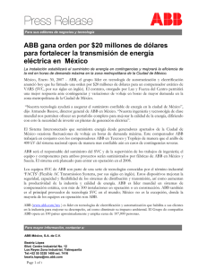 ABB gana orden por $20 millones de dólares para fortalecer la