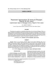 Reparación laparoscópica de hernia de Morgagni. Reporte de dos