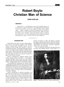 Robert Boyle: Christian Man of Science