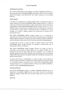 Texto aviso legal WEB Identificación de la empresa REAL ESTATE