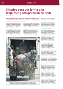 Criterios para dar forma a la respuesta y recuperación de Haití