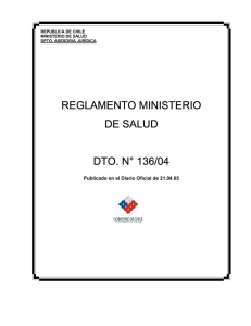REGLAMENTO MINISTERIO DE SALUD DTO. N° 136/04