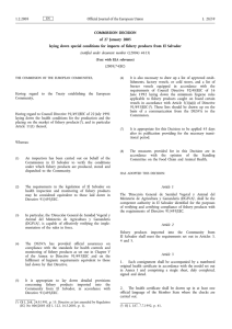 COMMISSION DECISION of 27 January 2005 laying down