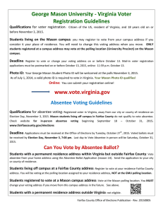 George Mason University - Virginia Voter Registration Guidelines