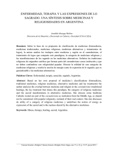 Enfermedad, Terapia y las Expresiones de lo Sagrado