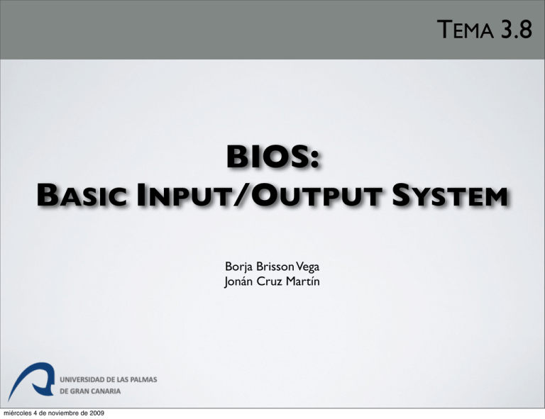 bios: basic input/output system