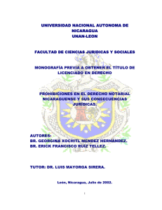 Prohibiciones en Derecho Notarial Nicarag&uuml;ense: Monograf&iacute;a