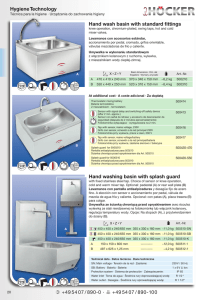 Hygiene Technology Hand wash basin with standard fittings Hand