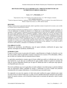 REUTILIZACION DE AGUAS RESIDUALES: APROVECHAMIENTO