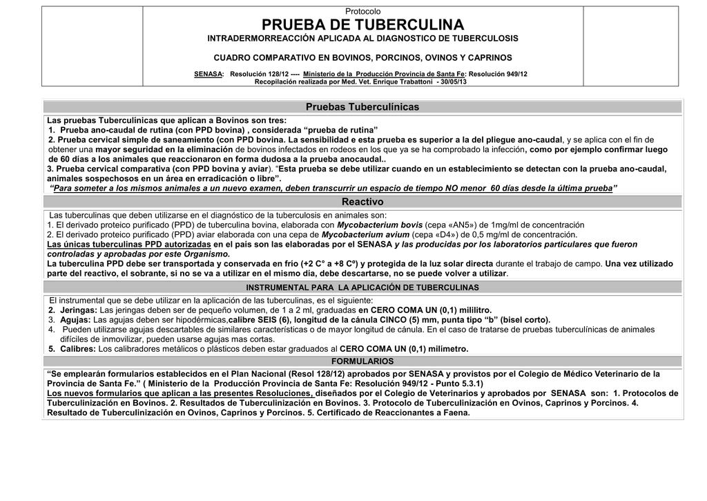 Como se hace la prueba de tuberculina en bovinos