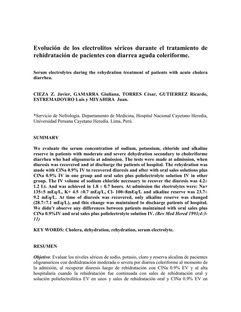 niveles sericos de sodio potasio y cloro