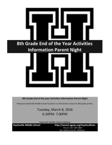 8th Grade End of the Year Activities Information Parent Night