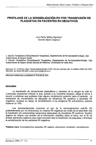 PROFILAXIS DE LA SENSIBILIZACiÓN RH POR TRANSFUSiÓN