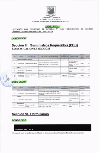 Sección lll. Suministros Requeridos (PBC)