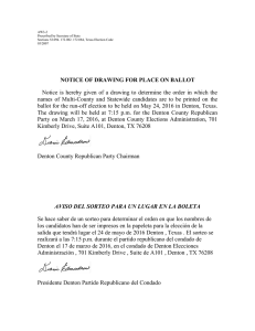 NOTICE OF DRAWING FOR PLACE ON BALLOT Notice is hereby