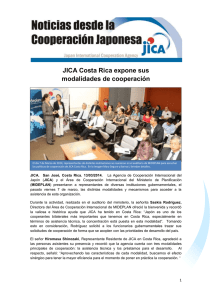 JICA Costa Rica expone sus modalidades de cooperación (PDF
