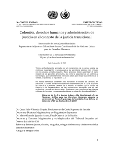 Colombia, derechos humanos y administración de justicia en el