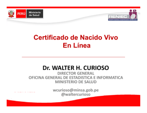 C tifi d d N id Vi Certificado de Nacido Vivo En Línea Dr. WALTER H