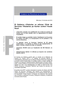 El Gobiernu d`Asturies va reforzar l`Ente de Servicios Tributarios pa