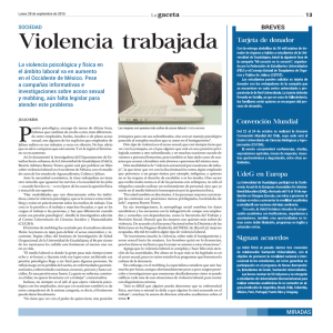 Violencia trabajada - La gaceta de la Universidad de Guadalajara