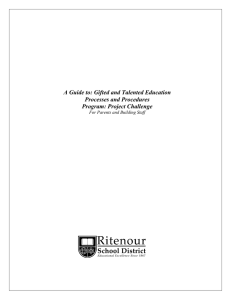 A Guide to: Gifted and Talented Education Processes and
