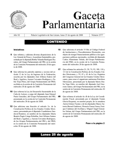 25 - Gaceta Parlamentaria, Cámara de Diputados