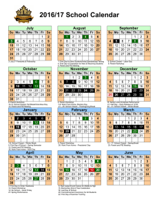 School calendar 2016-17