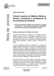 Fomento acuerda con Mallorca, Menorca, Eivissa y Formentera la