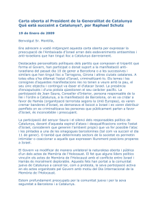 Carta oberta al President de la Generalitat de Catalunya Què està