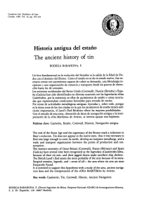 Historia antigua del estaño The ancient history of tin