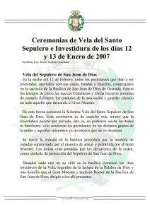 Ceremonias de Vela del Santo Sepulcro e Investidura de los d&iacute;as 12