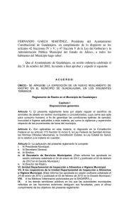 Reglamento de Rastro en el Municipio de Guadalajara