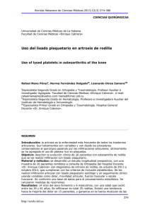 Uso del lisado plaquetario en artrosis de rodilla