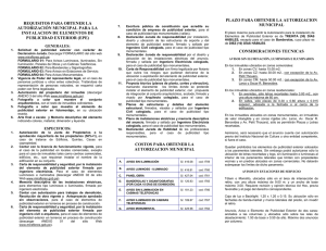 requisitos para obtener la autorización municipal para la instalacion
