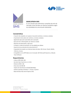 MARCATRON SMS Características Requerimientos