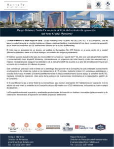 Grupo Hotelero Santa Fe anuncia la firma del contrato de operación