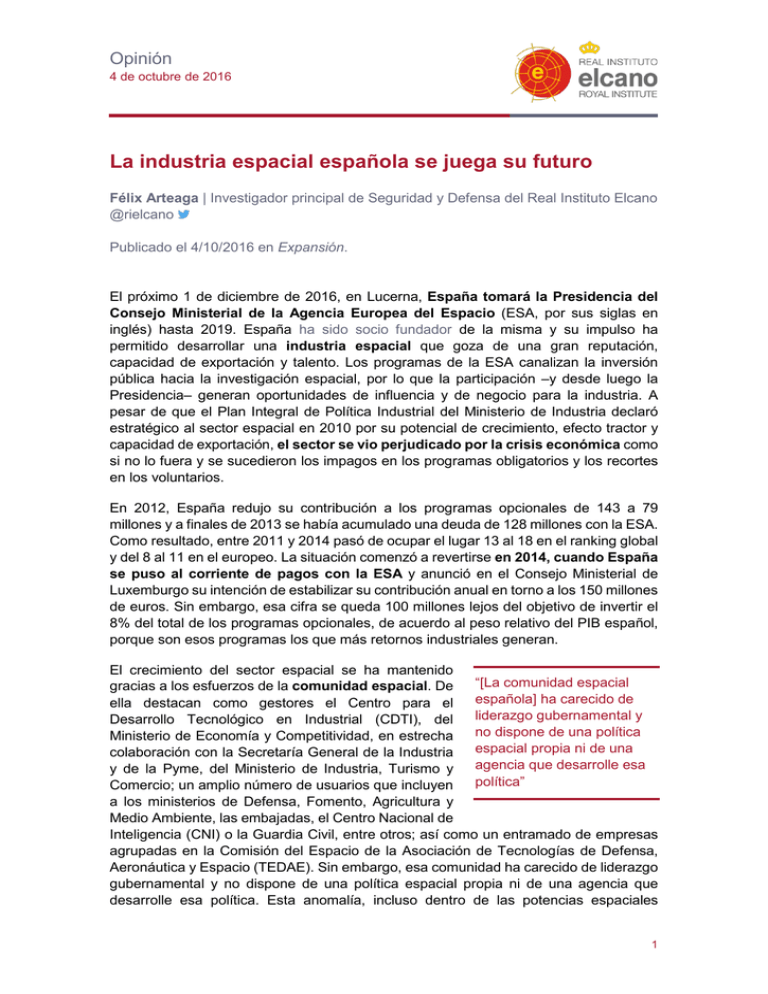 La Industria Espacial Espa ola Se Juega Su Futuro