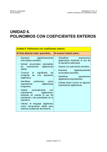 UNIDAD 6. POLINOMIOS CON COEFICIENTES ENTEROS