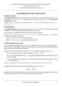 ECUACIONES DE UNA RECTA EN EL PLANO Ecuación vectorial