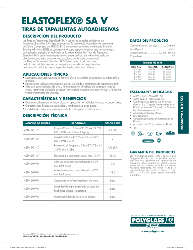 Elastoflex SA V Flashing Strips