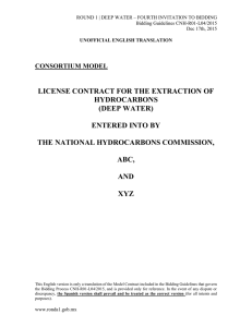 license contract for the extraction of hydrocarbons (deep water)