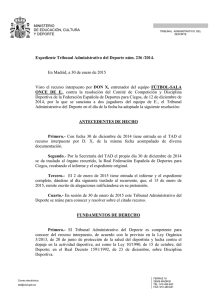 Expediente Tribunal Administrativo del Deporte núm. 236 /2014. En