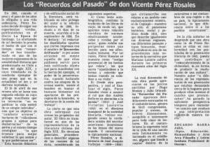 Los “Recuerdos del Pasado" de don Vicente Pérez Rosales