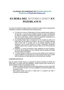 Acuerdo de gobierno PP-Pe+ - Ayuntamiento de Pozoblanco