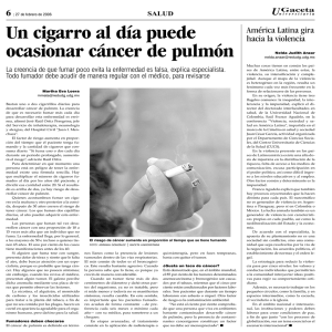 Un cigarro al día puede ocasionar cáncer de pulmón